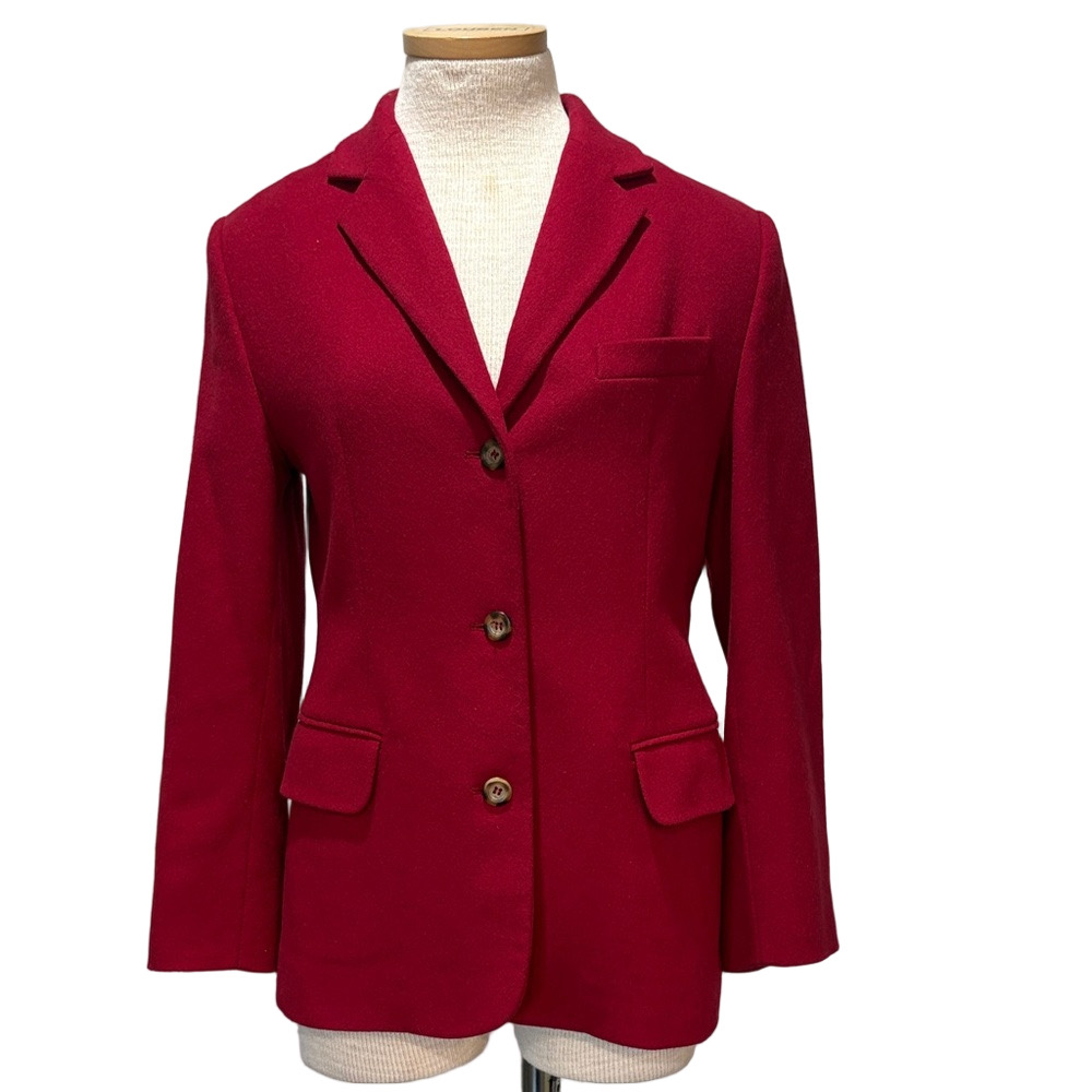 LL Bean sz 6P dark red wool and cashmere vintage blazer